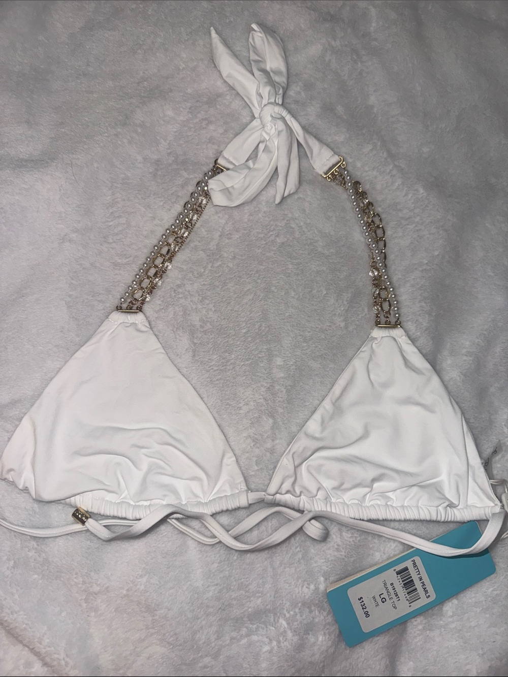 BEACH BUNNY PRETTY IN PEARLS BIKINI TOP